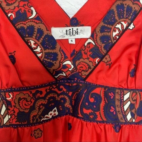 Tibi Silk Paisley Print V-Neckline Sleeveless Dress - Picture 10 of 16